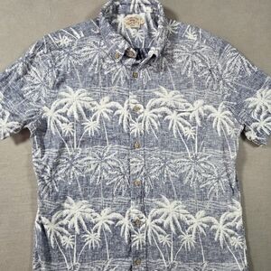 Faherty Blue and White Palm Print Shirt